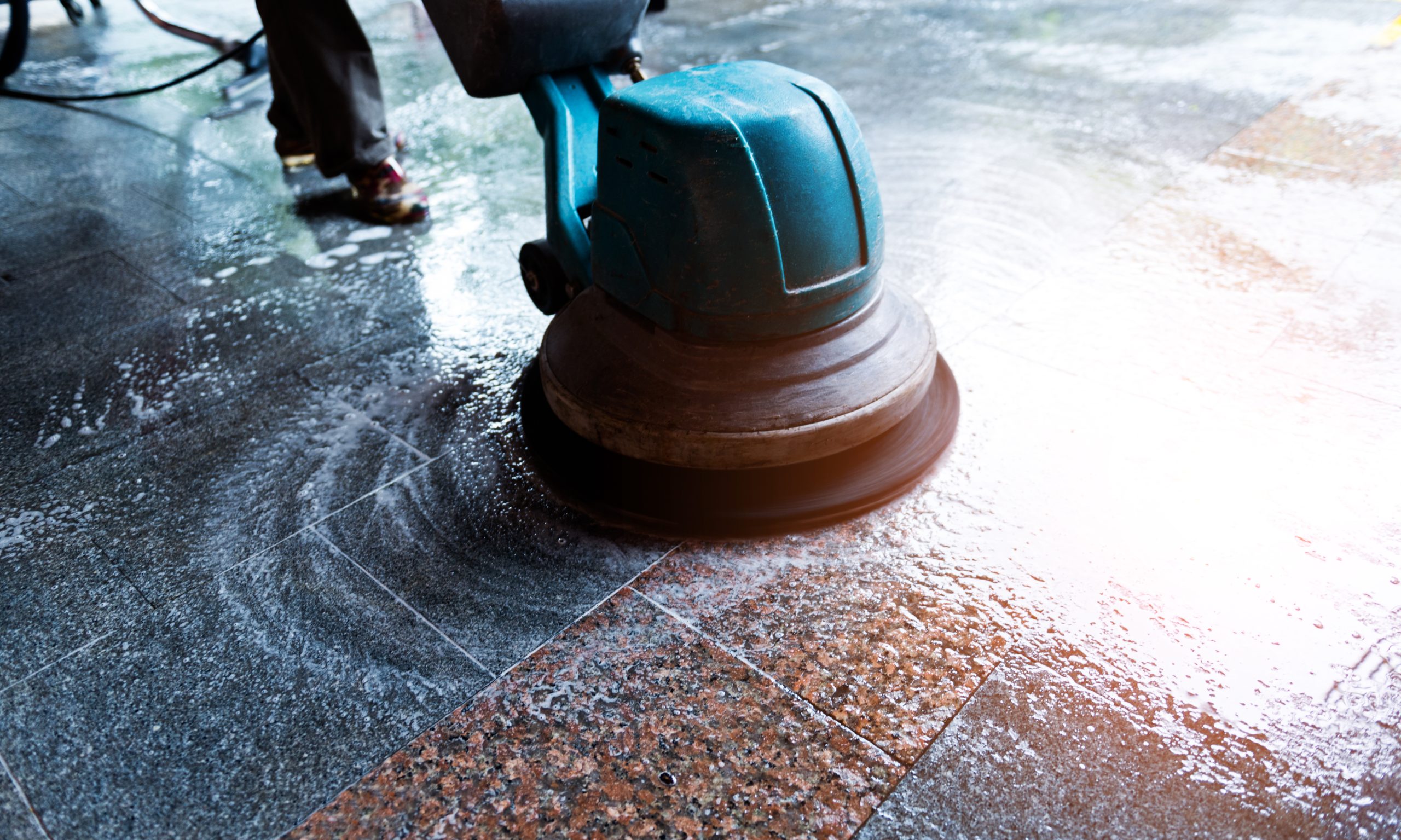 Cleaning,The,Floor,With,Machine.